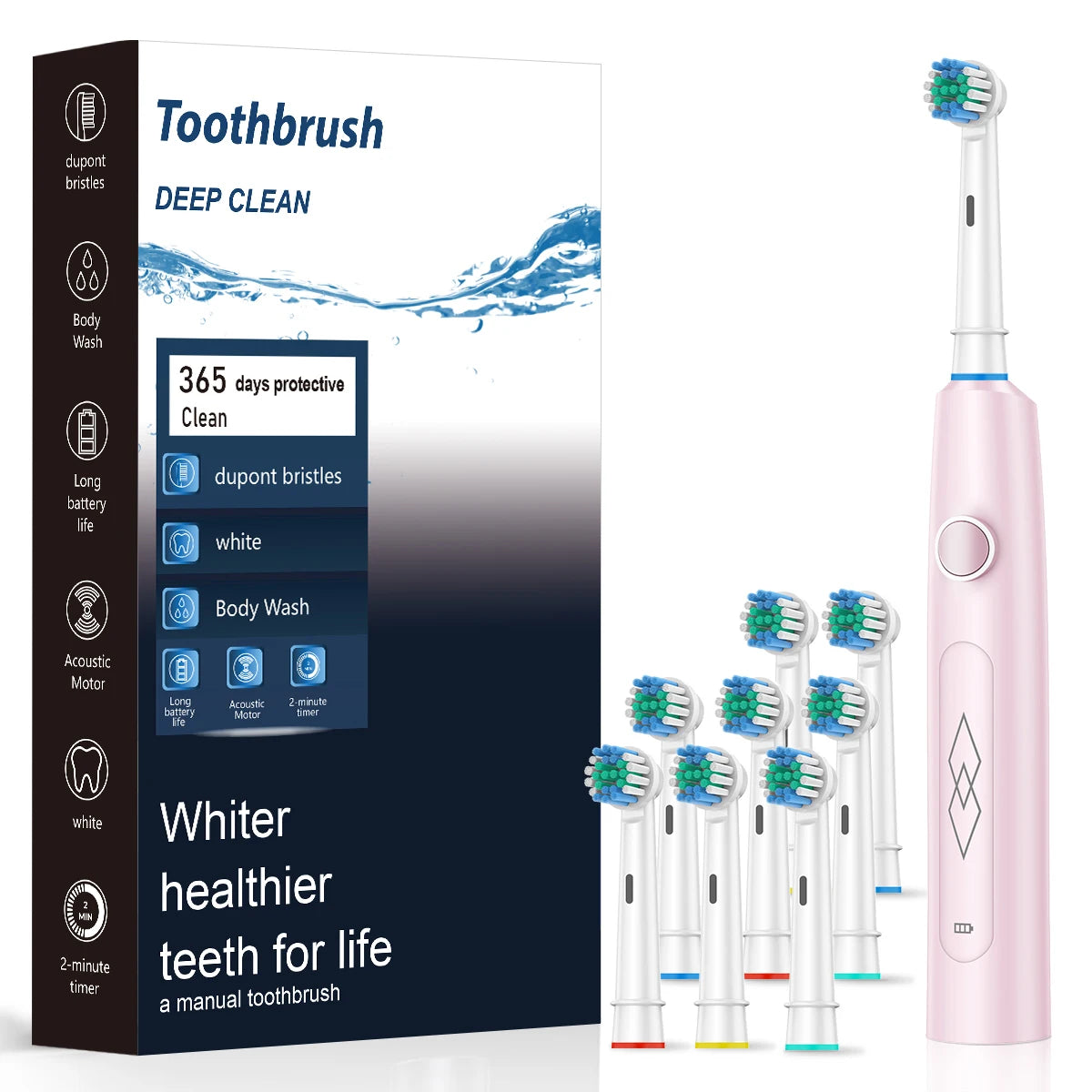 Dentelle SonicPro Electric Toothbrush + 8 Brush Heads