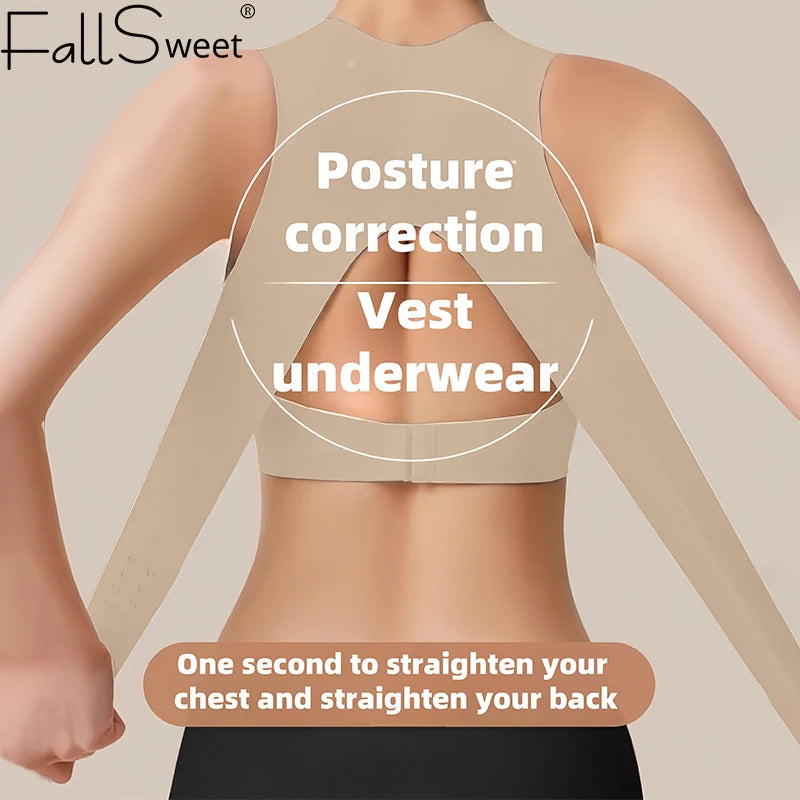 Wireless Posture Correction Bra — Seamless Push-Up & Cross-Back Support