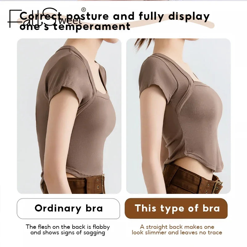 Wireless Posture Correction Bra — Seamless Push-Up & Cross-Back Support