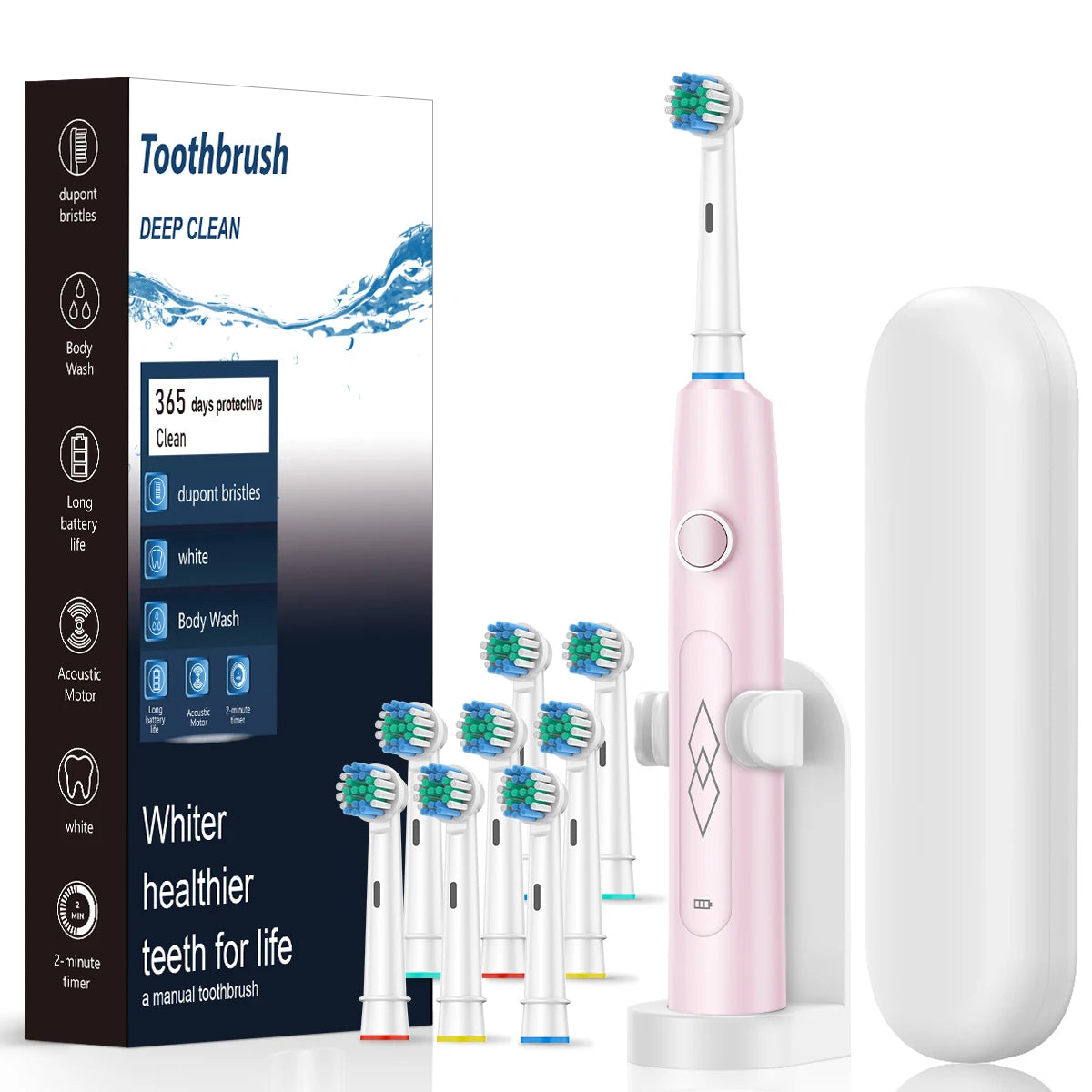 Dentelle SonicPro Electric Toothbrush + 8 Brush Heads