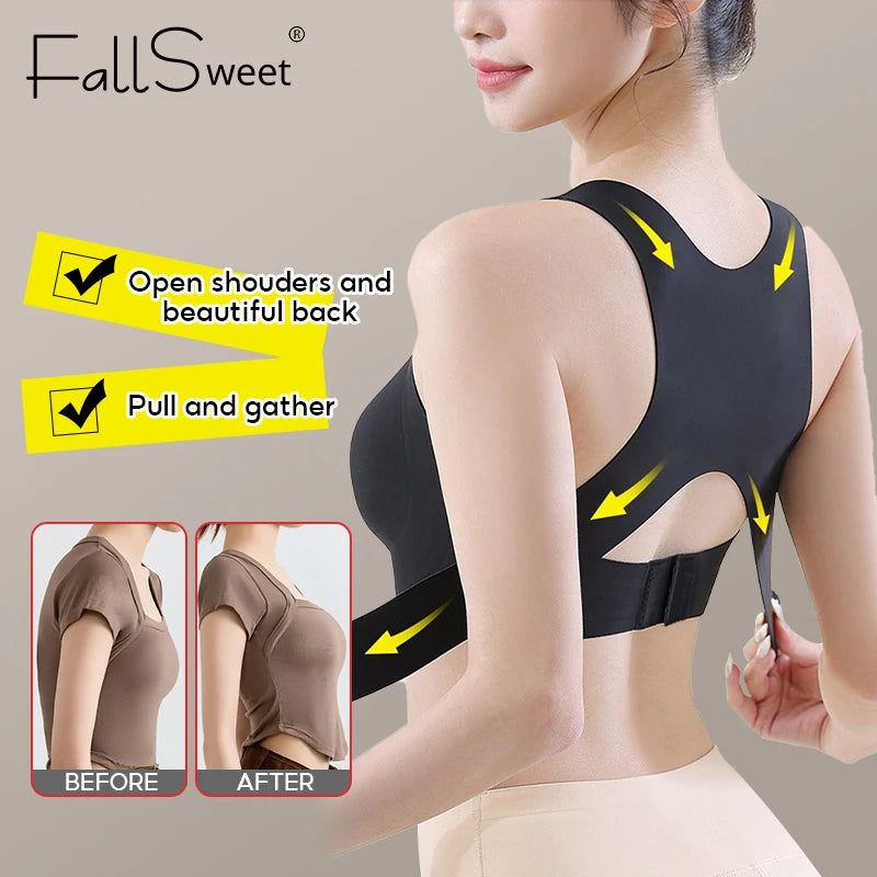 Wireless Posture Correction Bra — Seamless Push-Up & Cross-Back Support